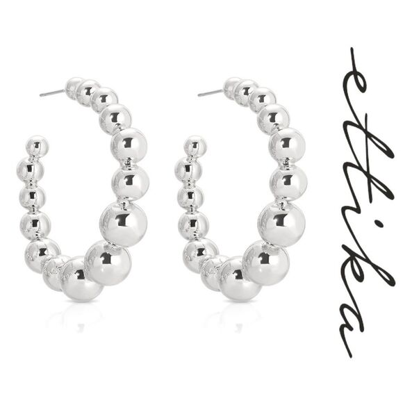 Ettika Bubble Ball Hoop Earrings (Silver) - Picture 1 of 4